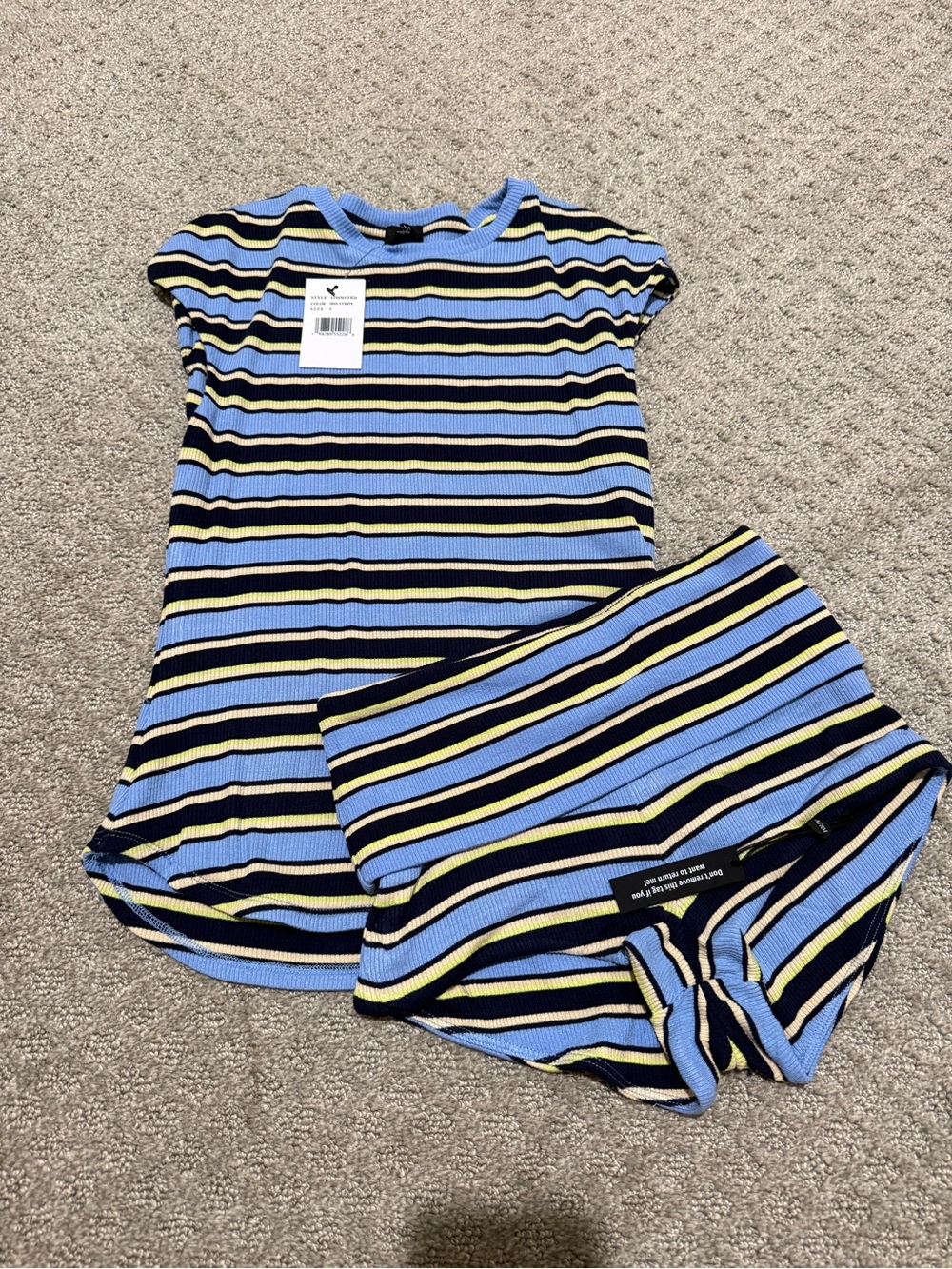 Blue Stripe Short Sleeve Set